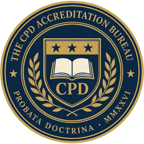 The seal of The CPD Accreditation Bureau, reading Probata Doctrina, MMXXVI